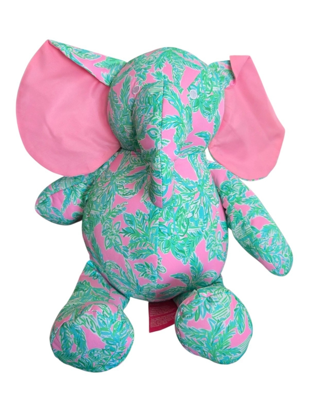 Lilly Pulitzer Pink & Green Tropical Print Elephant Accent Plush  13" High